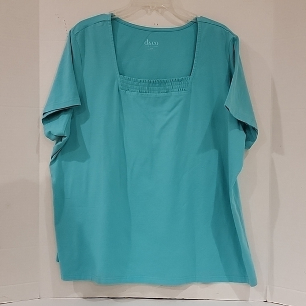 NWOT - DENIM & CO.‎ TEAL SHORT SLEEVE SHIRT (sz 2X)